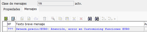 SAP Mensaje VH777 - Determ.precio/EURO: Atención, error en Customizing funciones EURO